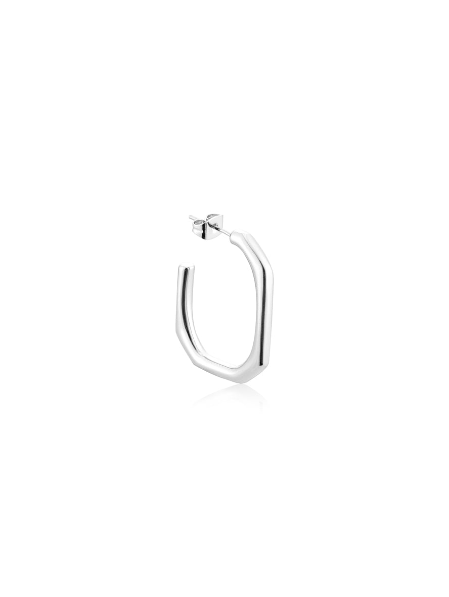 August Woods Silver Octagonal Hoop Earrings