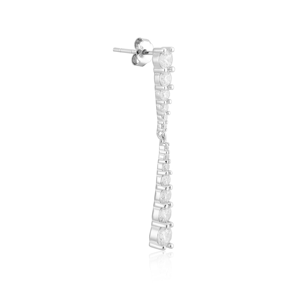 Argento Silver Drop Crystal Tennis Earrings