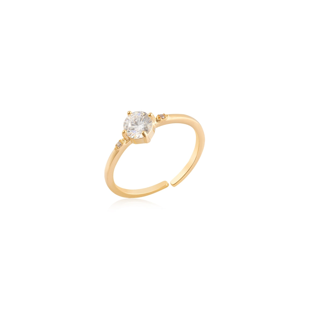 August Woods Gold CZ Solitaire Band Ring