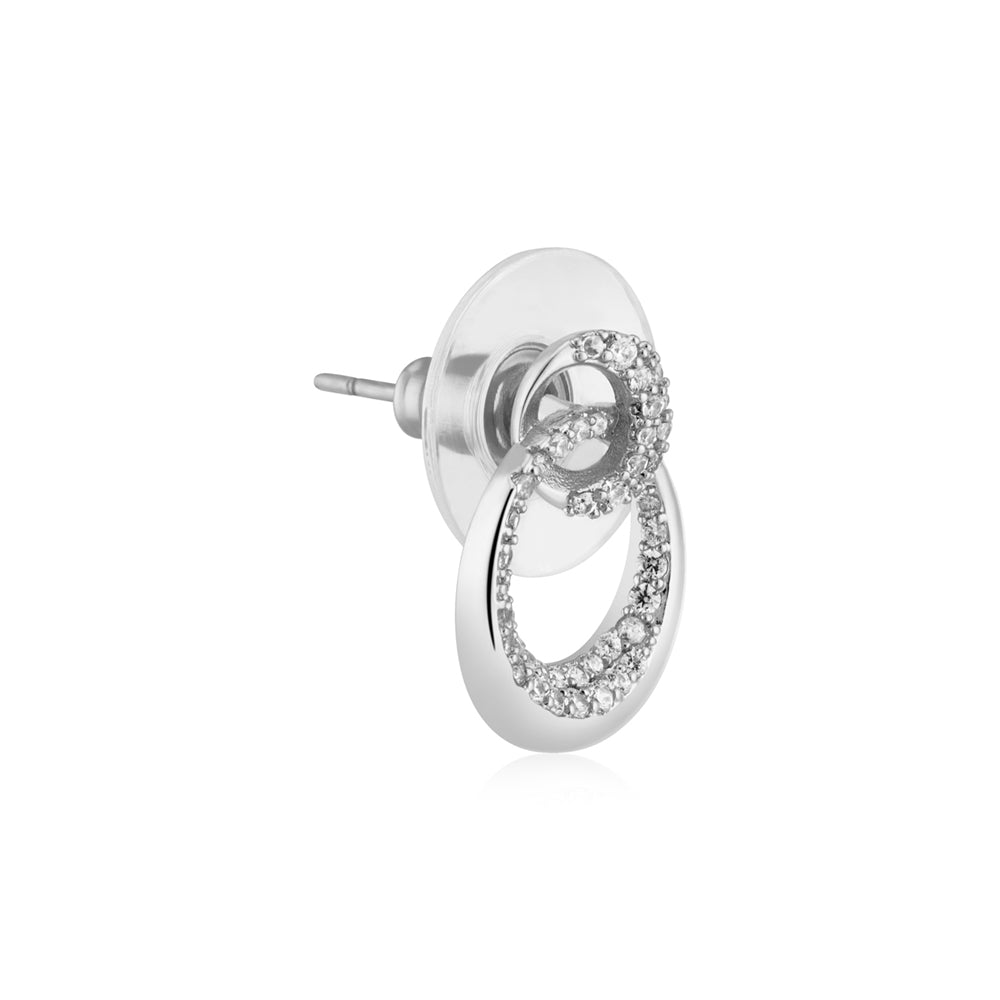 August Woods Silver Entwined Circle Stud Earrings