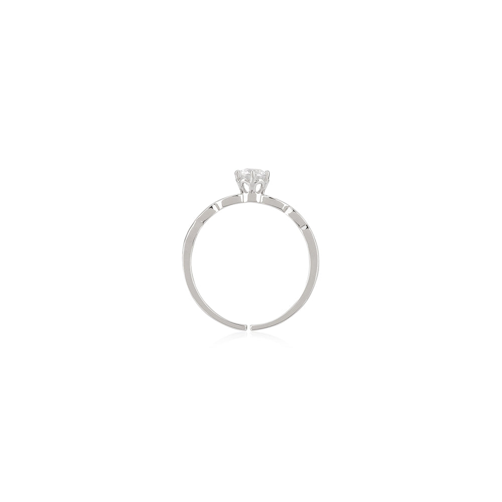 August Woods Silver Solitaire CZ Band Ring