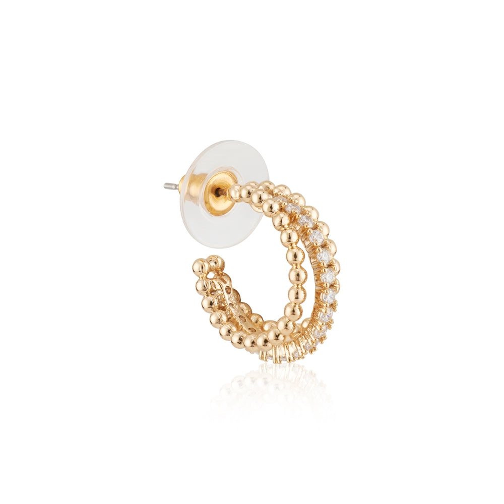 August Woods Gold Triple Bead Hoop Earrings