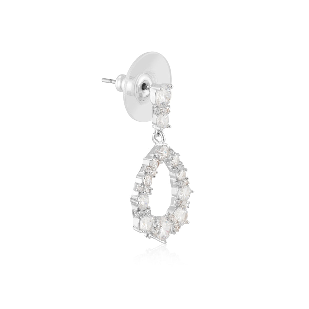 August Woods Silver Statement Sparkle Oval Earrings