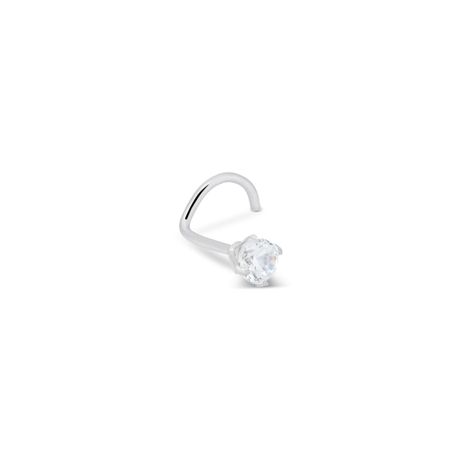 Over & Over Stainless Steel CZ Screw Ball Nose Stud