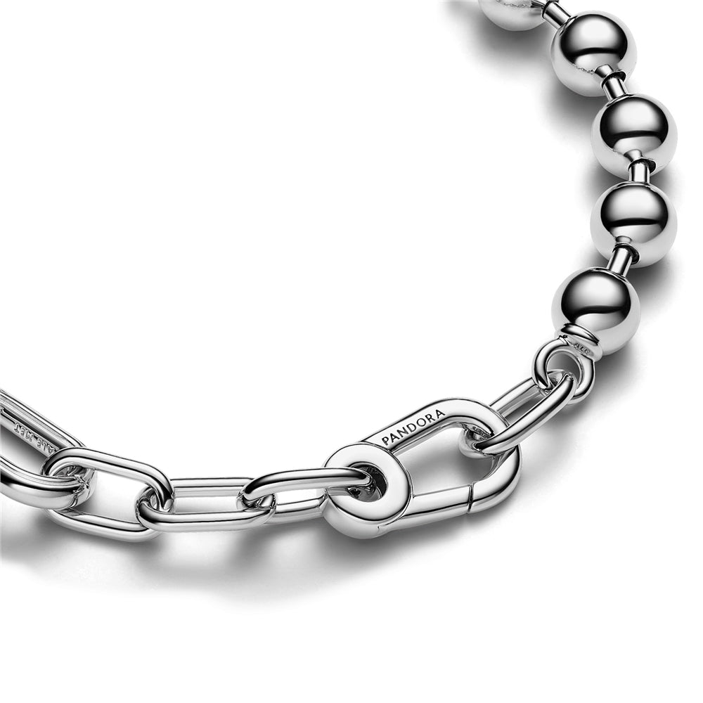 Pandora Silver Metal Bead & Link Chain Bracelet
