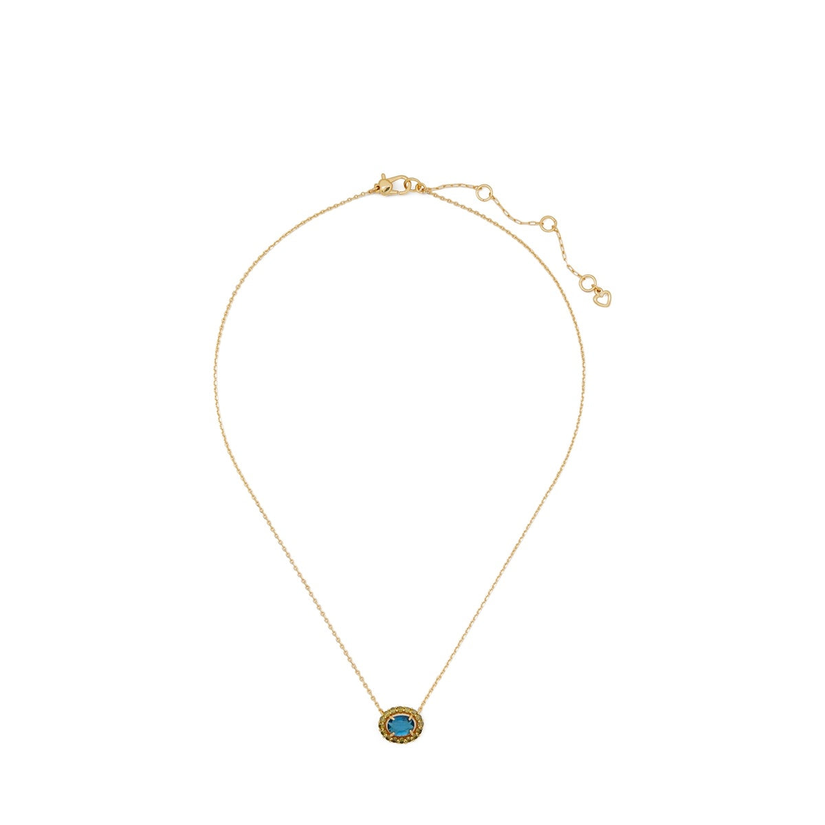 Kate Spade New York Gold Green + Blue Horizontal Oval Halo Necklace