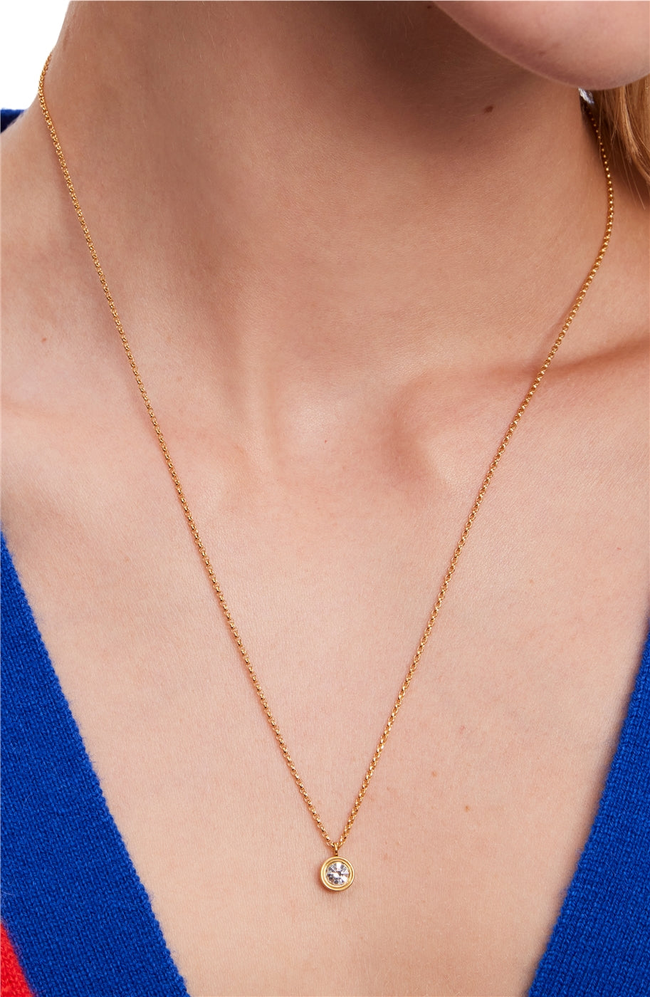 Kate Spade New York Gold Single Set In Stone Crystal Necklace