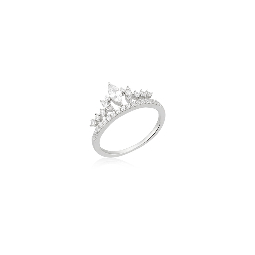Argento Silver CZ Princess Ring
