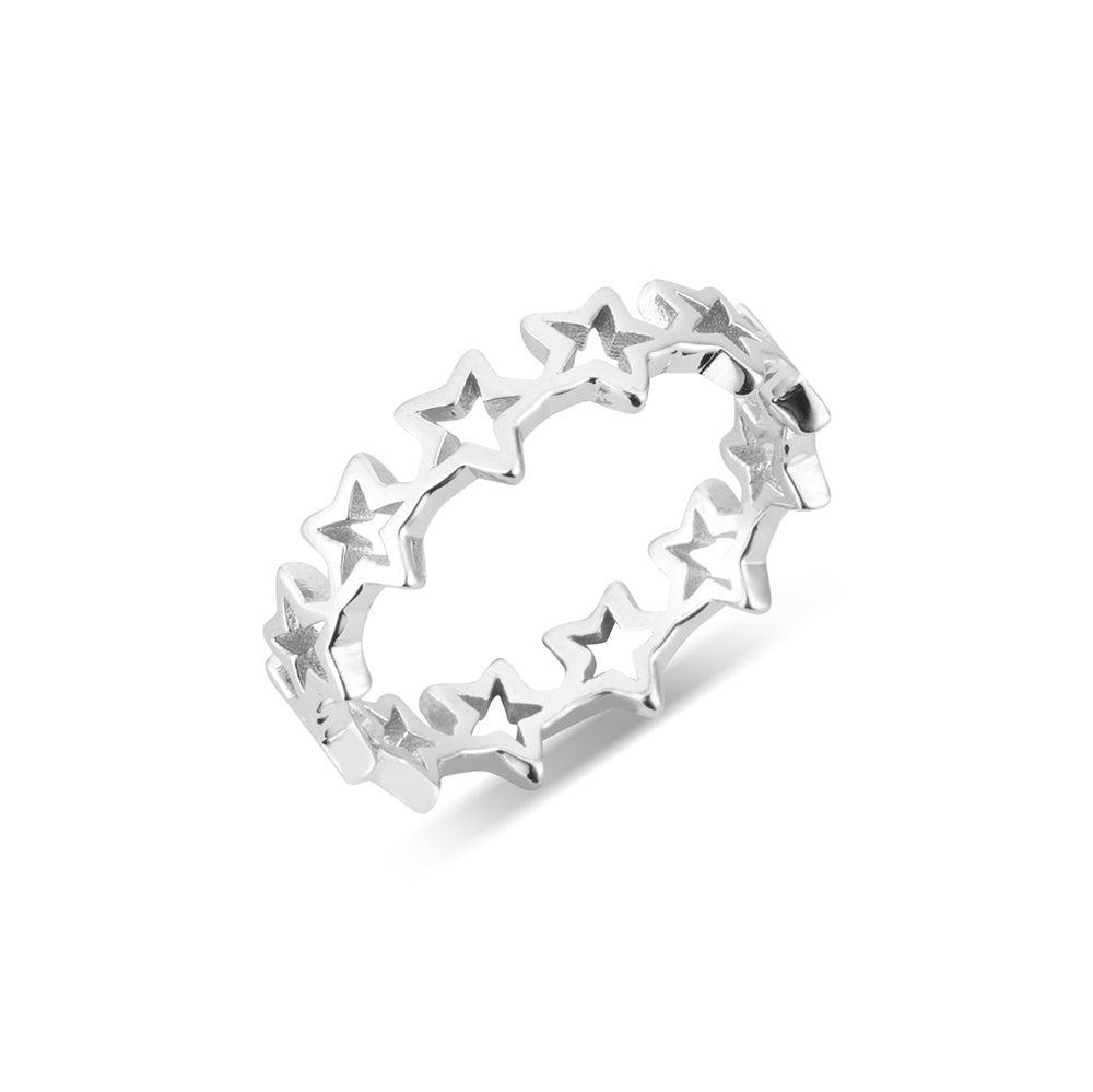 Argento Silver Plain Star Band Ring