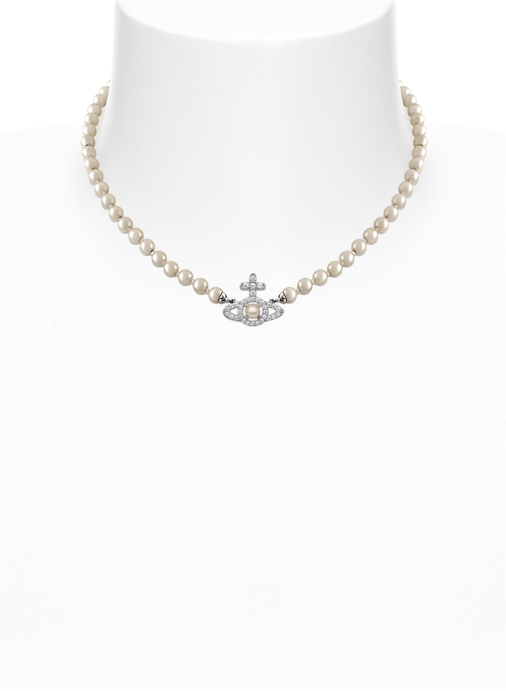 Vivienne Westwood Olympia Pearl Strand Silver Tone Necklace