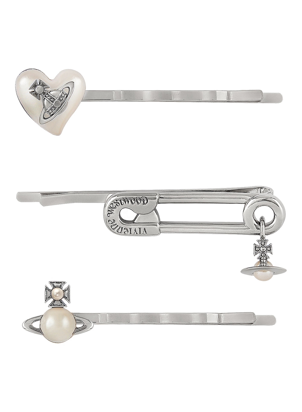 Vivienne Westwood Tilde 3-Pack Silver Tone Pearl Hairclips