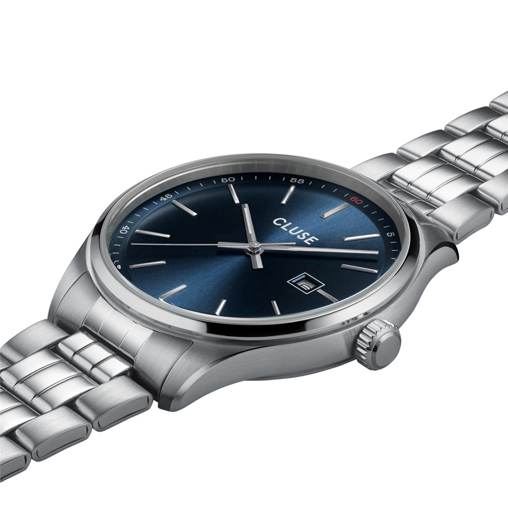 CLUSE Silver Antheor Watch Steel Blue