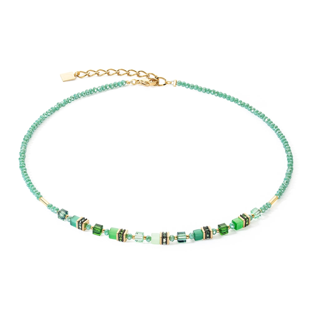 Coeur De Lion Gold Green Mini Cubes Necklace