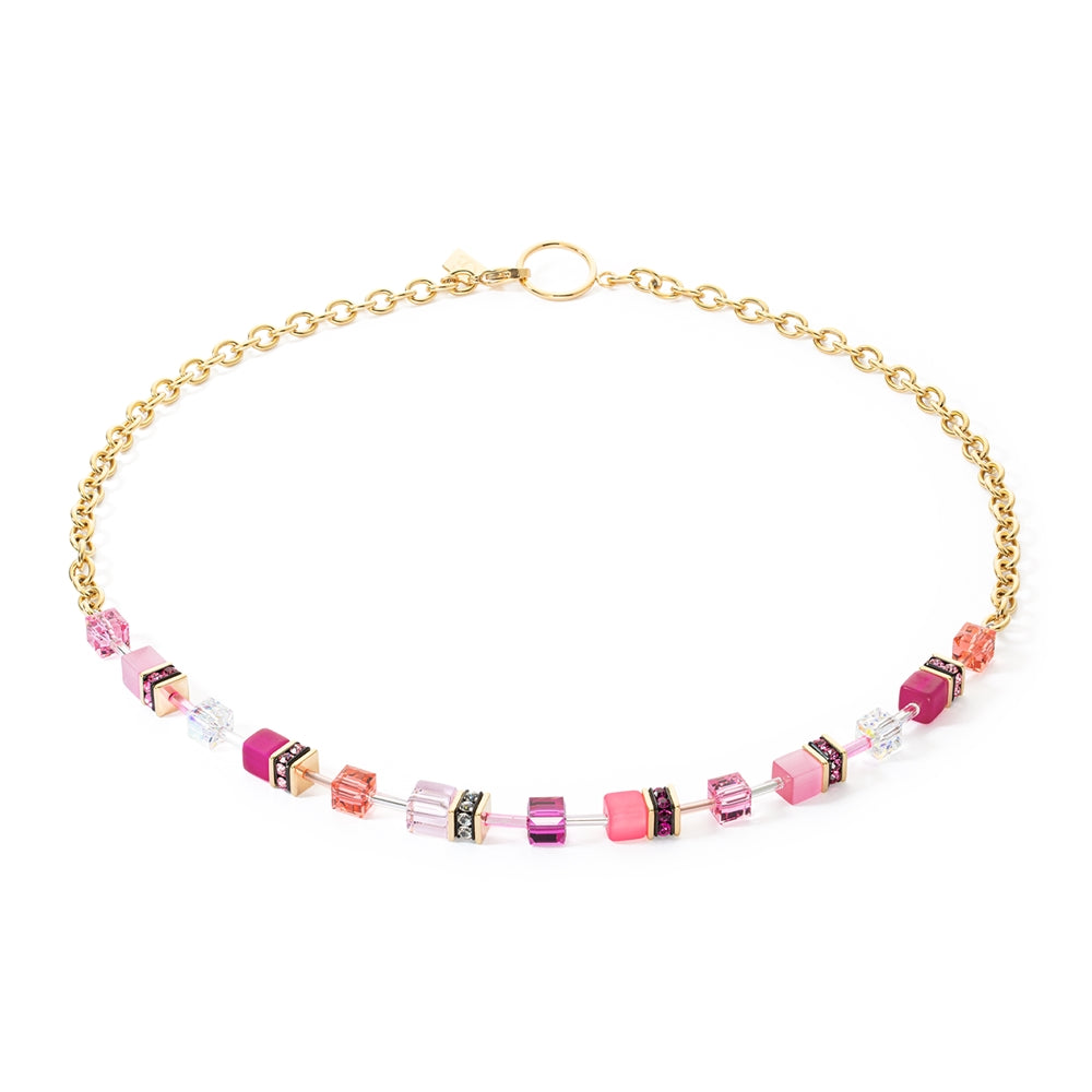 Coeur De Lion Gold Pink GeoCube Necklace