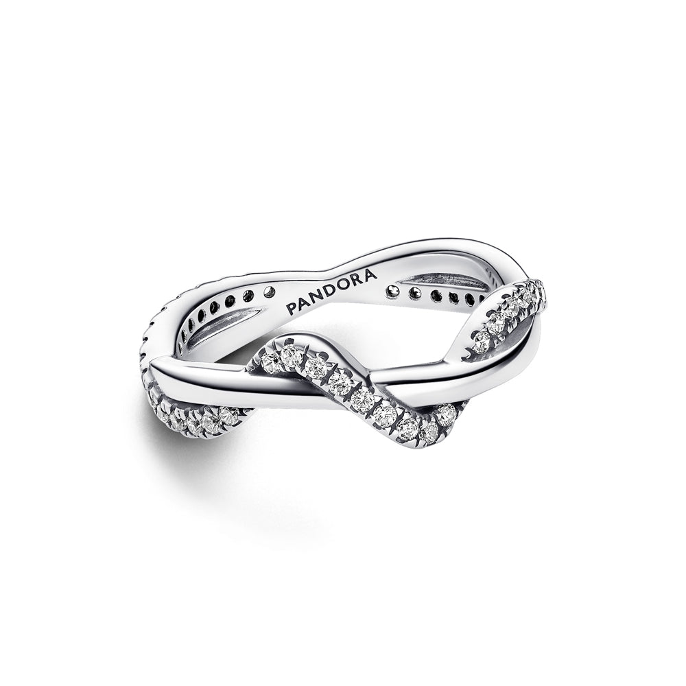Pandora Sparkling Intertwined Wave Ring
