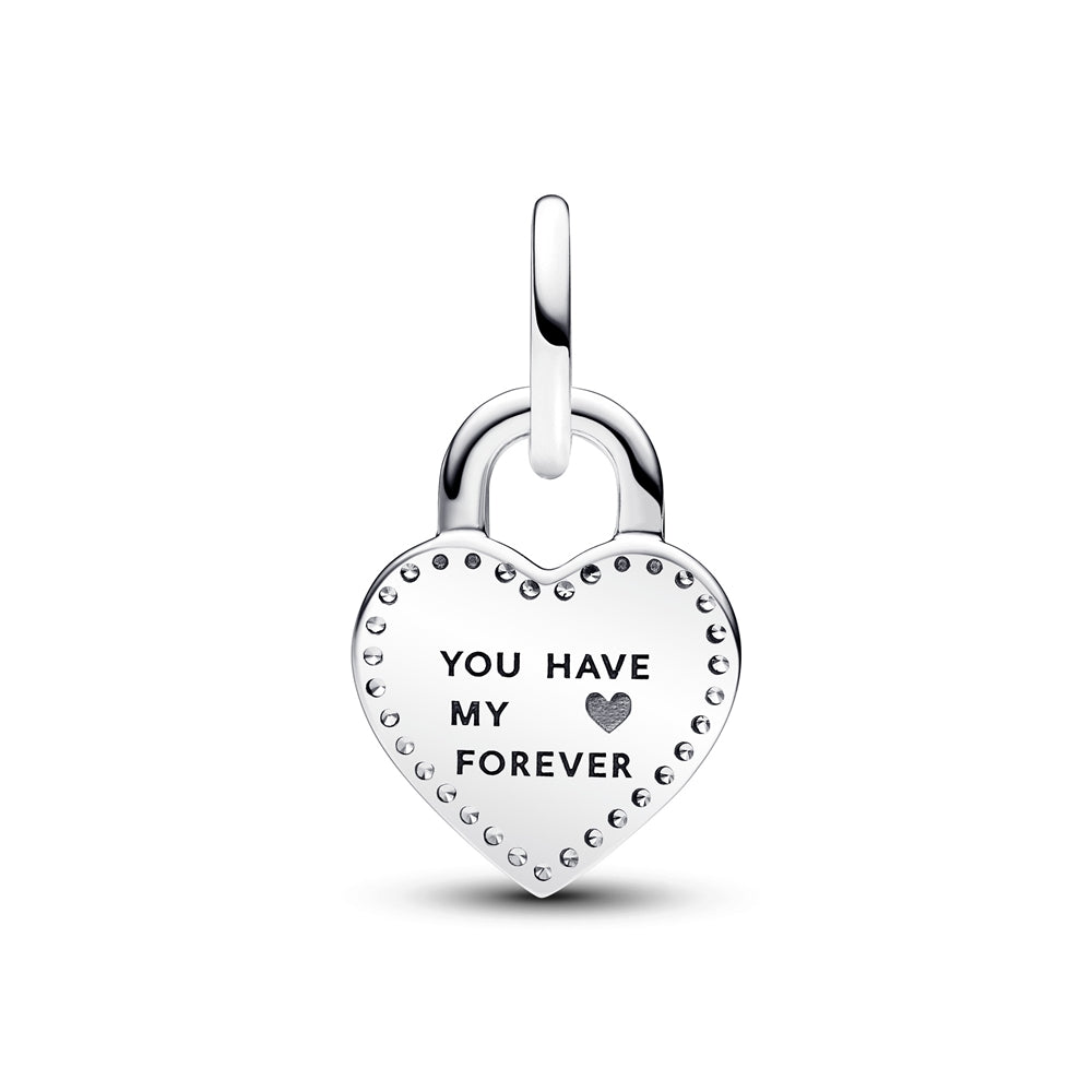 Pandora Two-tone Twistable Heart Padlock Double Dangle Charm