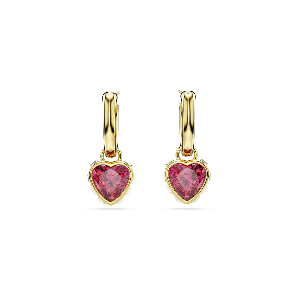 Swarovski Chroma Gold Red Heart Drop Earrings