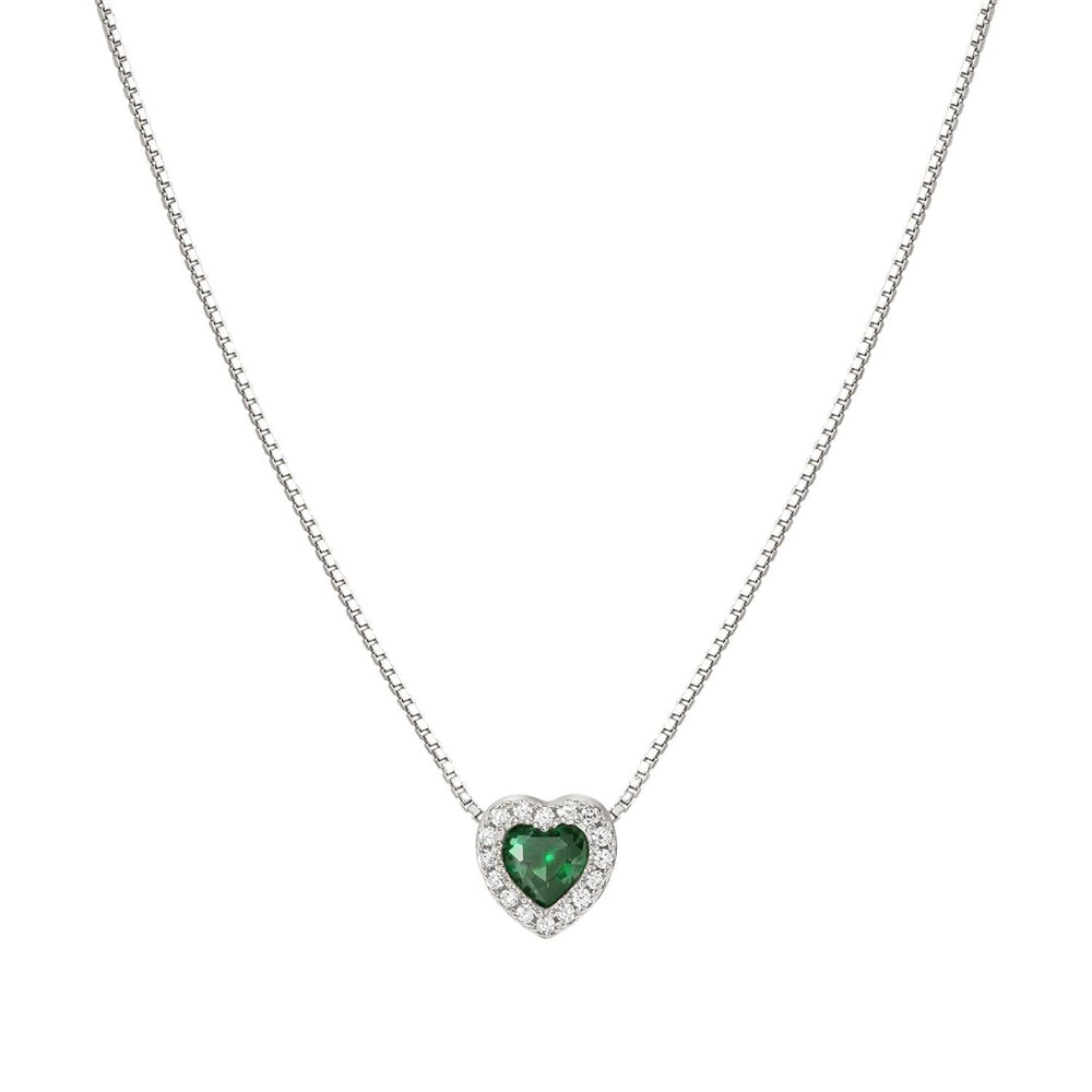 Nomination Silver Green CZ Heart Necklace