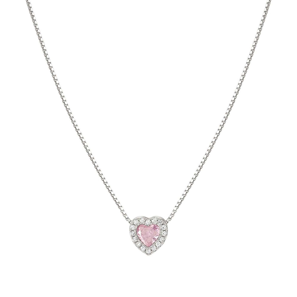 Nomination Silver Pink CZ Heart Necklace