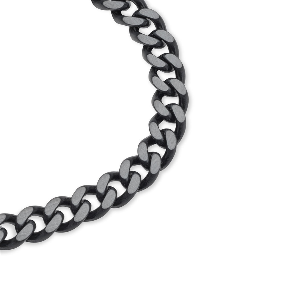 Over & Over Black Mens Stainless Steel Curb Bracelet