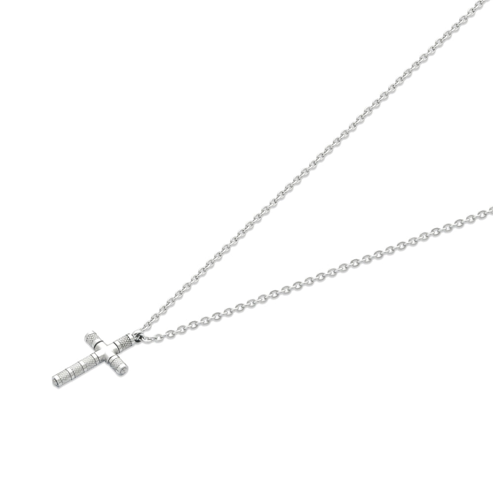 Over & Over Silver Mens Detailed Cross Necklace