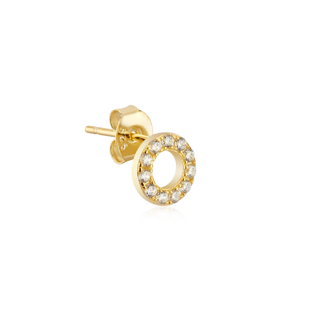Argento Gold CZ Circle Petite Studs