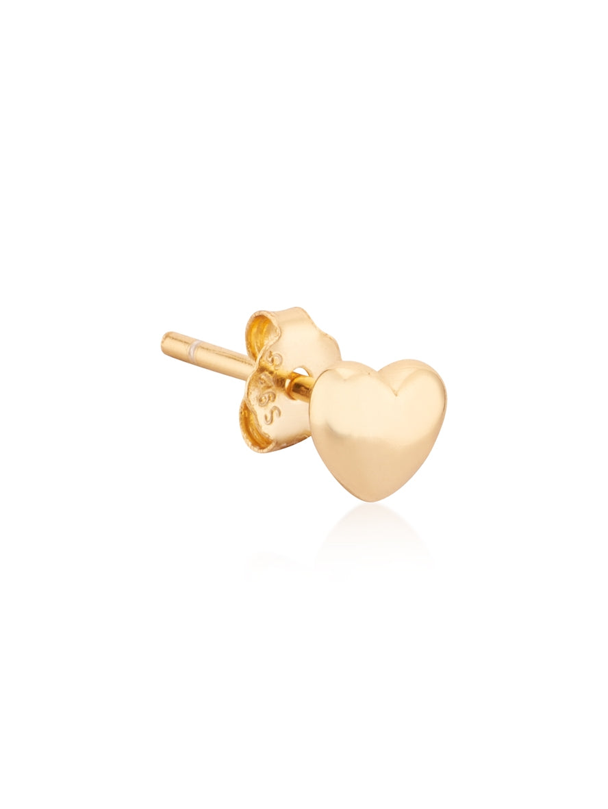Argento Gold Petite Puff Heart Stud Earrings