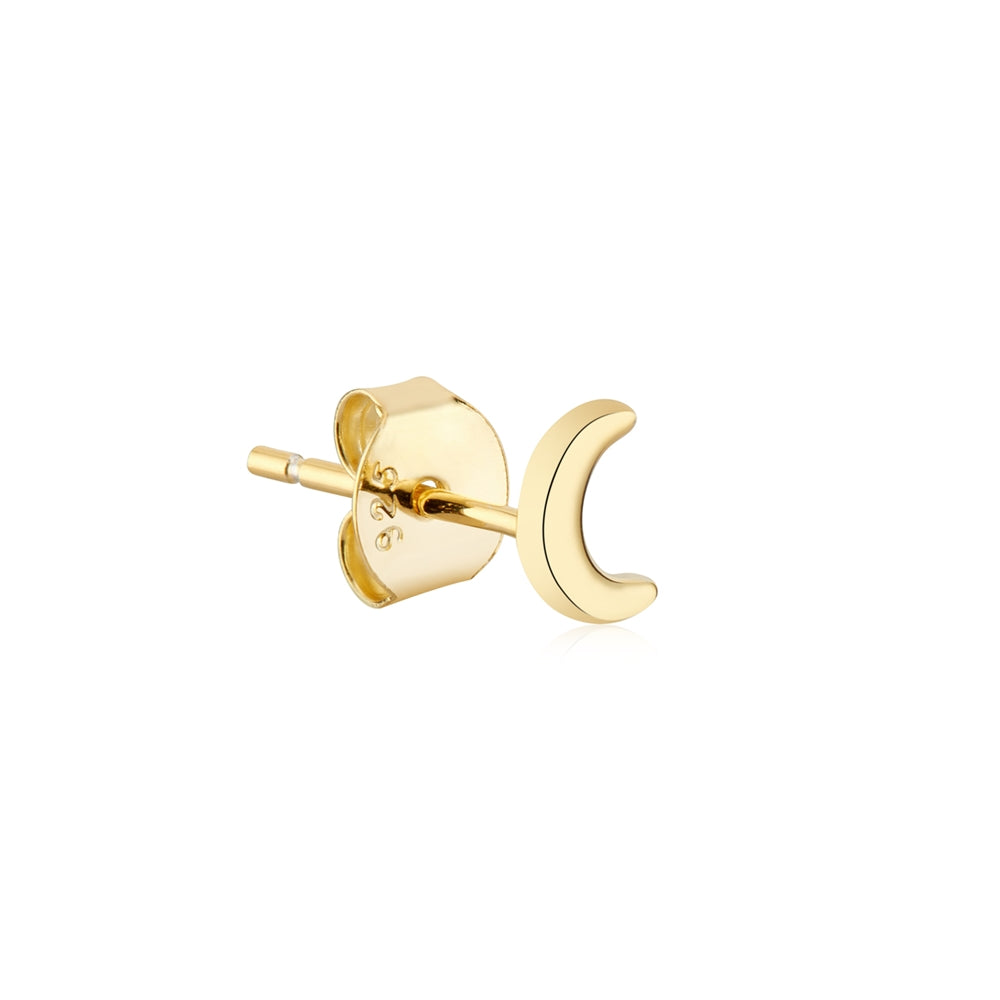 Argento Gold Plain Petite Moon Studs