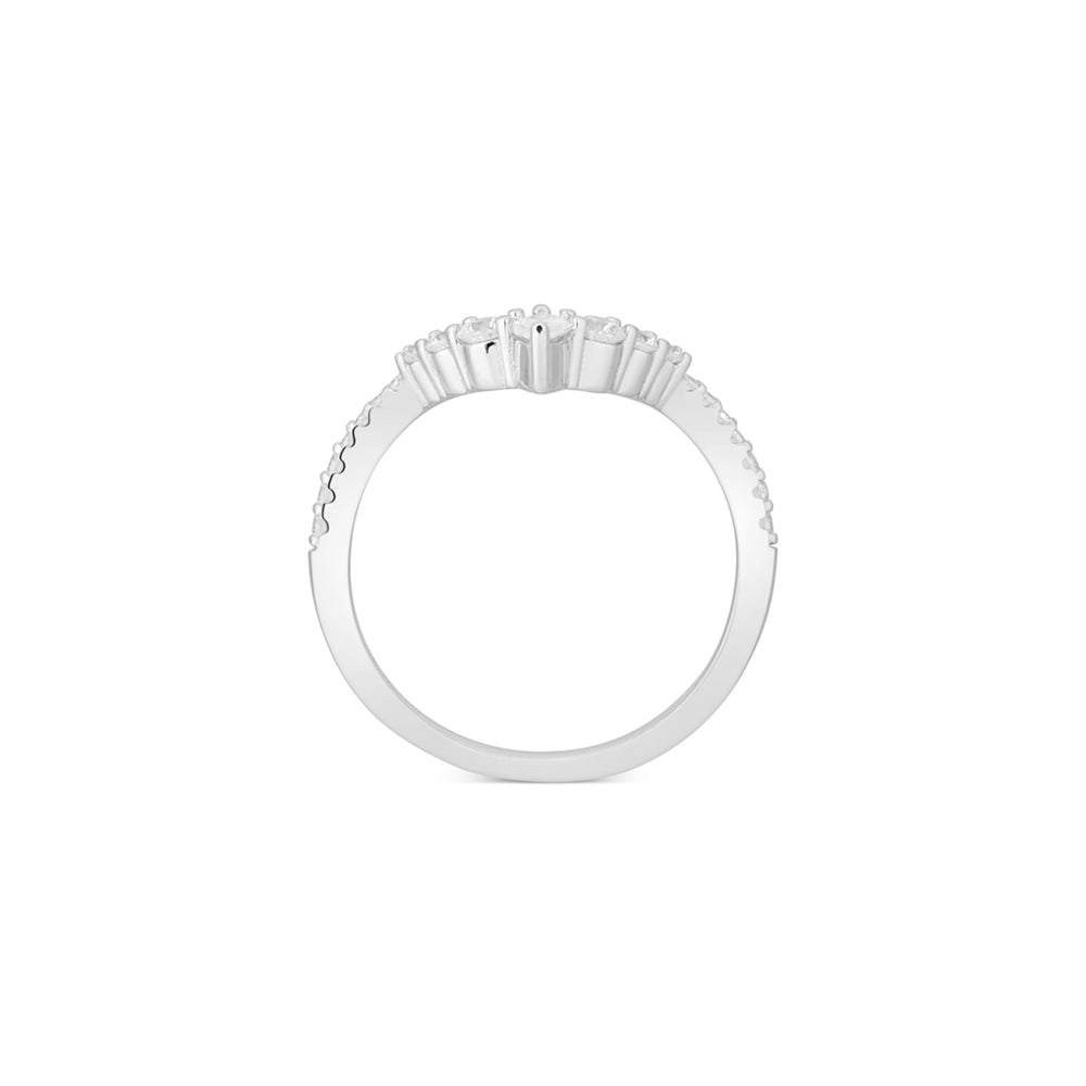 Argento Silver CZ Wish Bone Ring