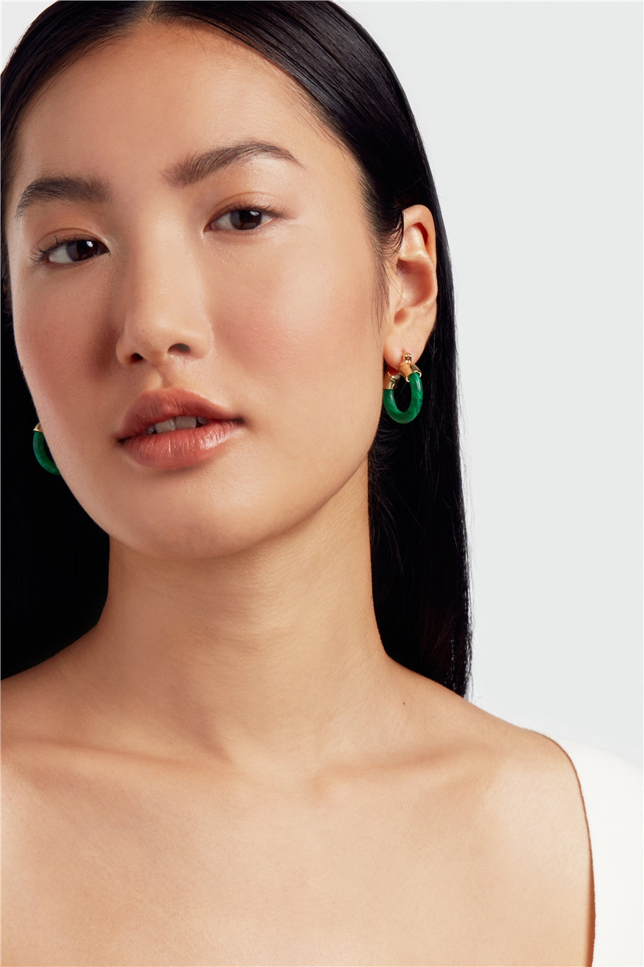 Ted Baker Marblla Gold Green Marbled Hoop Earrings