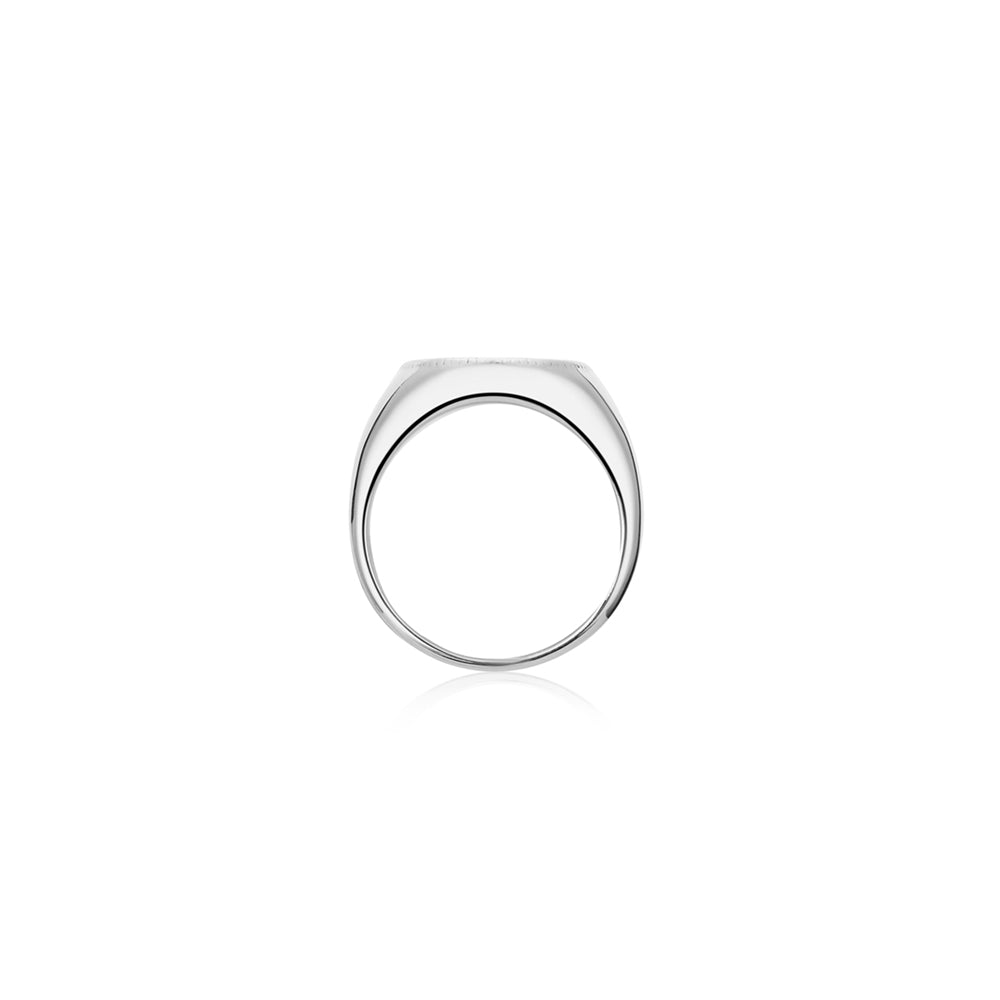 Argento Silver Mens Compass Signet Ring
