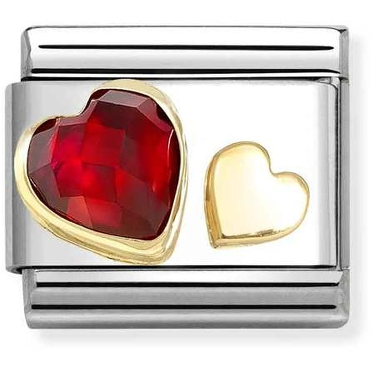 Nomination Red CZ and Gold Hearts Charm