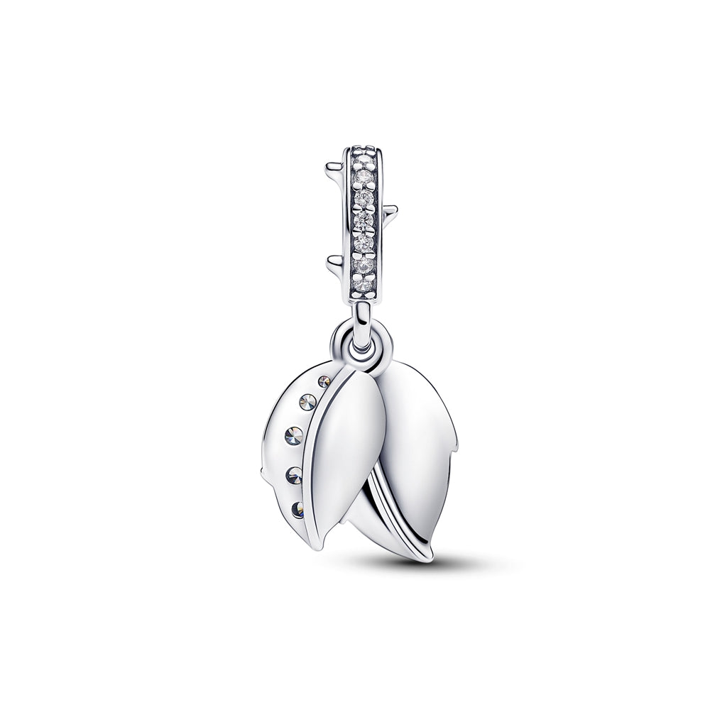 Pandora White Rose in Bloom Double Dangle Charm
