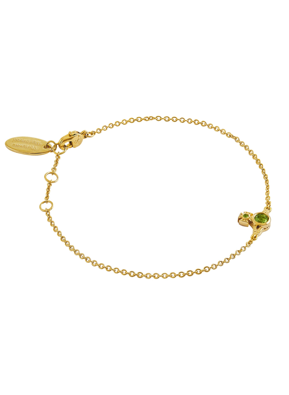 Vivienne Westwood Gold Green Crystal London Orb Bracelet