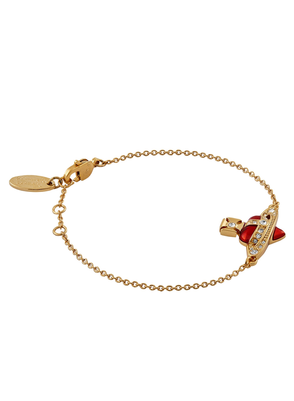 Vivienne Westwood Gold Red Enamel New Diamante Heart Bracelet