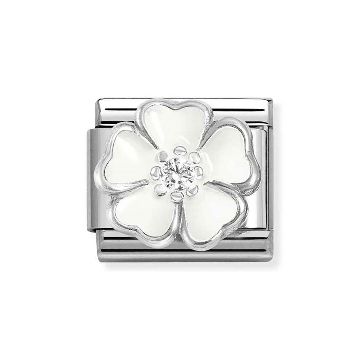 Nomination White Crystal White Peach Blossom Charm