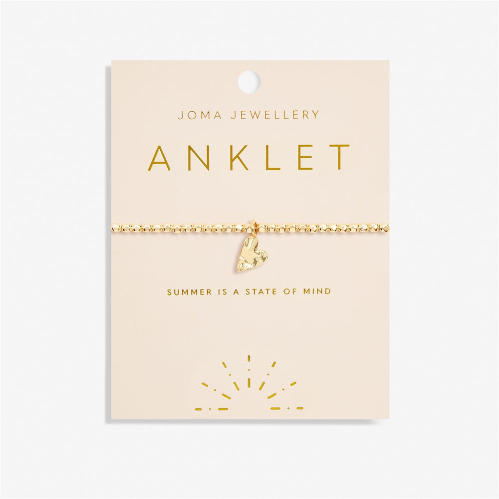 Joma Gold Hammered Heart Anklet