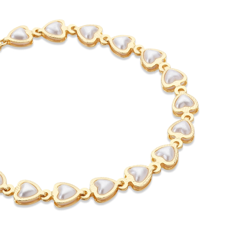 August Woods Gold and White Heart Bracelet