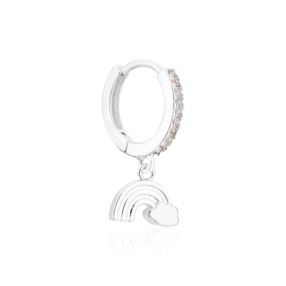 August Woods Silver Crystal Rainbow Hoop Earrings