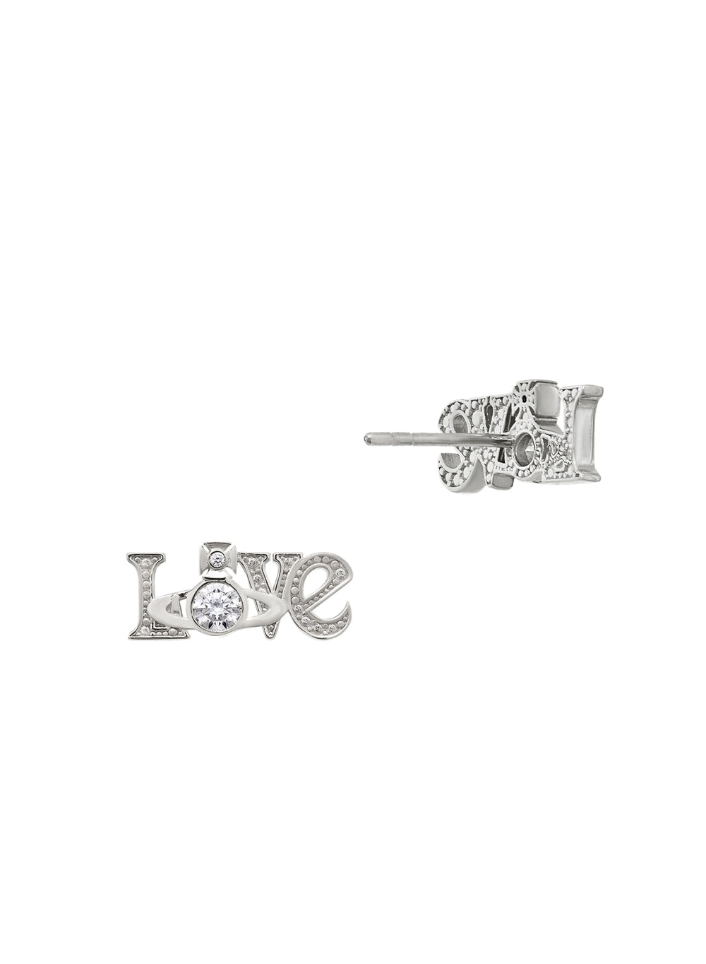 Vivienne Westwood Sterling Silver Crystal Erica Love Stud Earrings