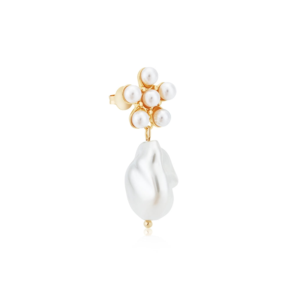 August Woods Gold Pearl Flower Drop Earrings