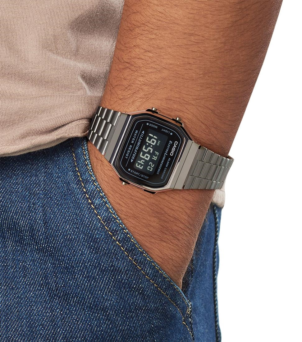 Casio Vintage A168WEGG-1BEF Black Dial Stainless Steel Bracelet Digital Watch
