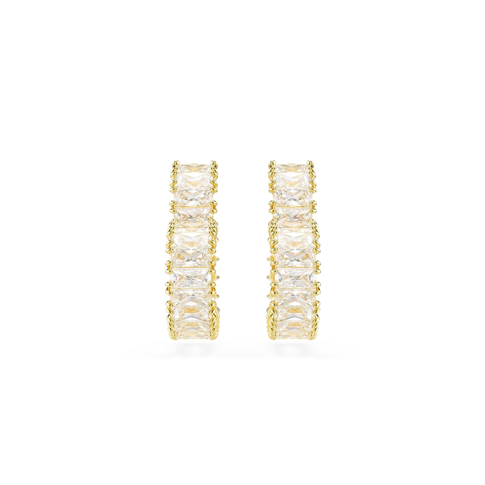 Swarovski Matrix Gold Heart Shape Baguette Crystal Hoop Earrings