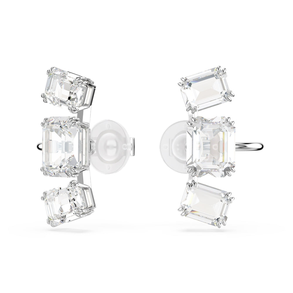 Swarovski Millenia Rhodium Plated Octagonal Cut Clip On Earrings