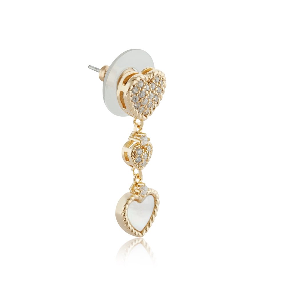 August Woods Gold Mother of Pearl Heart Drop Earrings