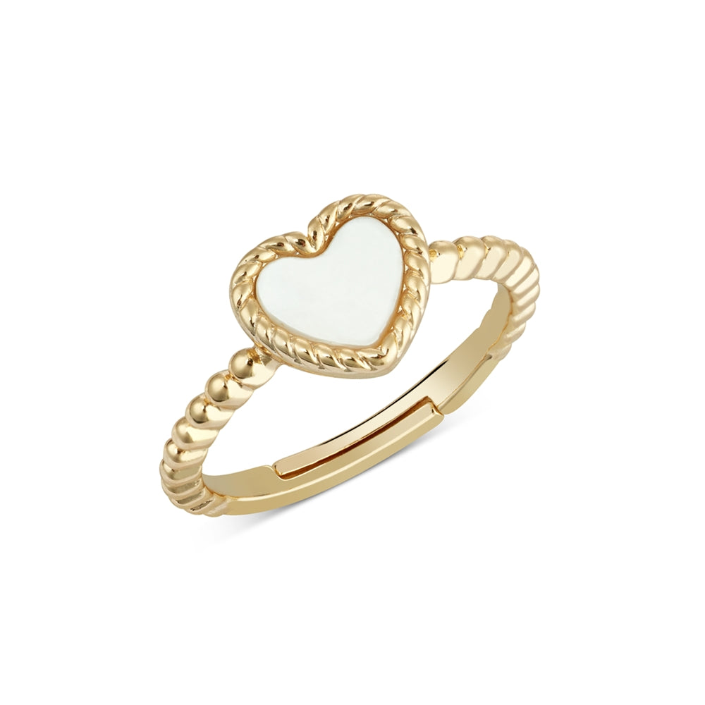 August Woods Gold Mother of Pearl Open Heart Ring