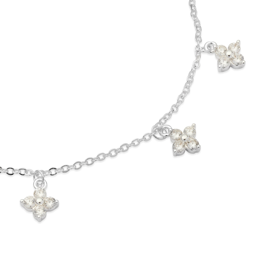 August Woods Silver Multi Crystal Clover Bracelet