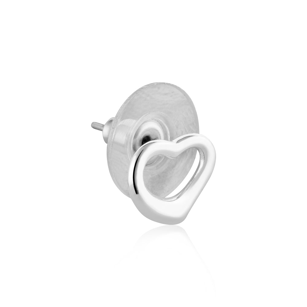 August Woods Silver Open Heart Line Stud Earrings