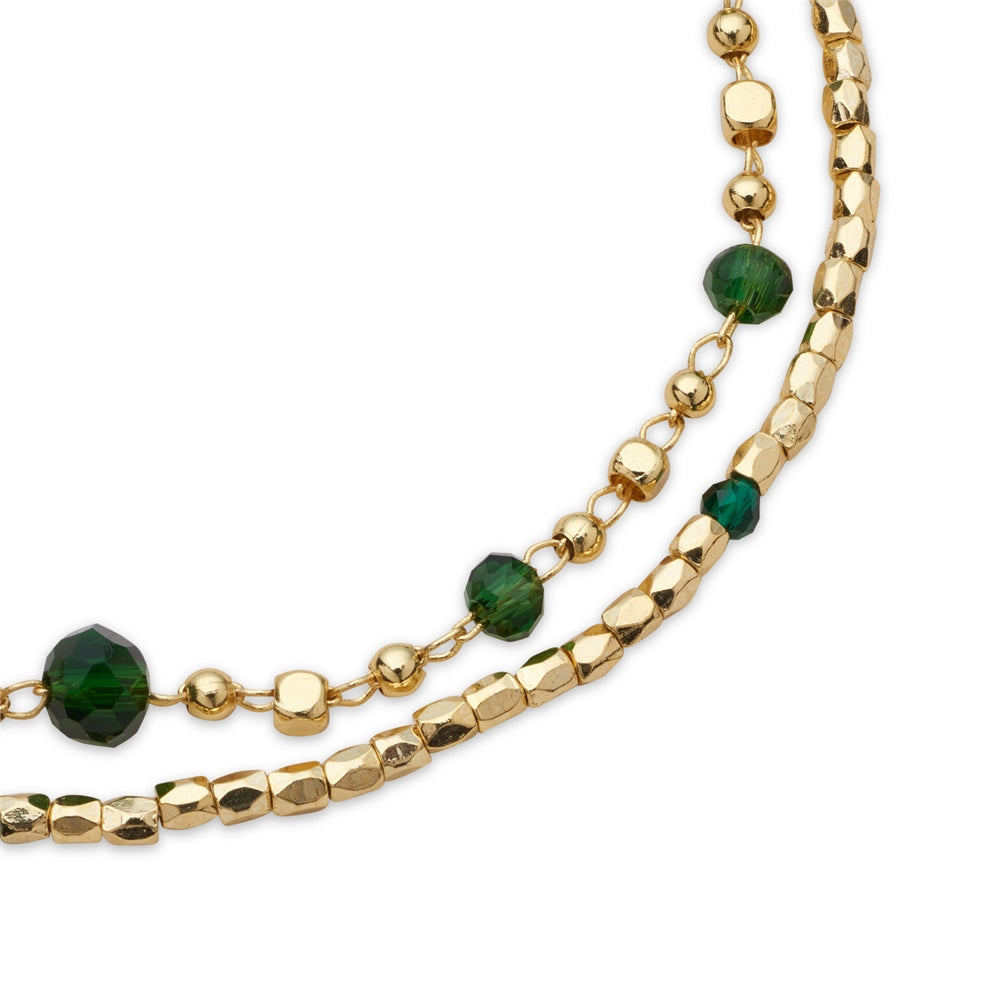 August Woods Gold and Green Bead Double Bracelet