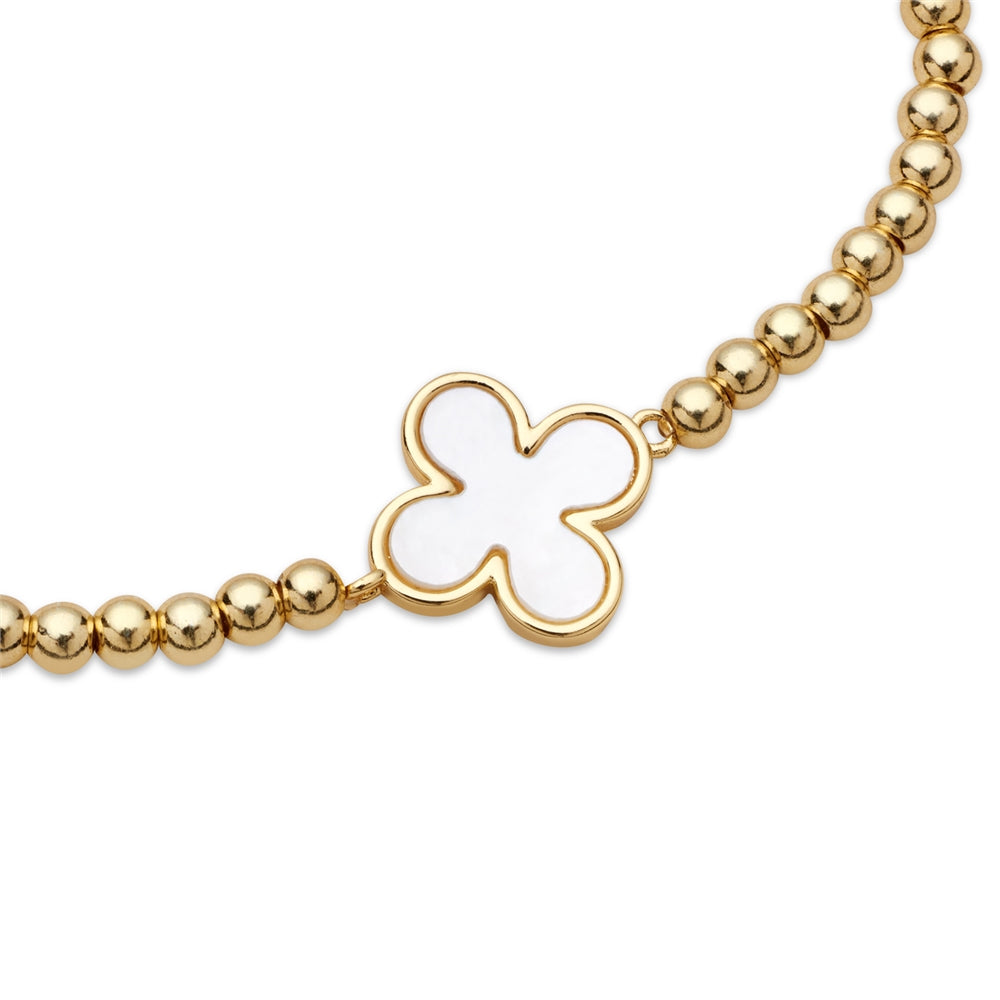 August Woods Gold Clover Mother of Pearl Stretch Bracelet